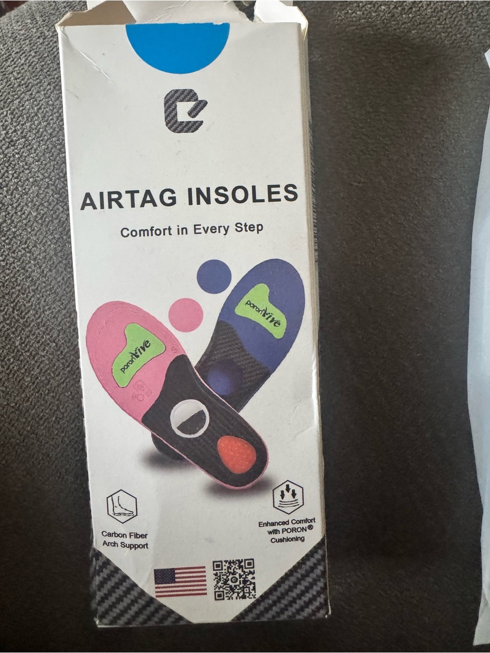 Airtag Insoles with Green and Blue Accents